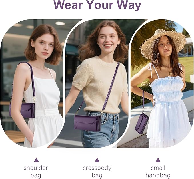 DJBull for Samsung Galaxy S25 Wallet Case with Card Holder, Shoulder and Wristlet Straps, Soft PU Leather, Magnetic Snap, Flip Phone Case for Women Men for Samsung S25 Purple