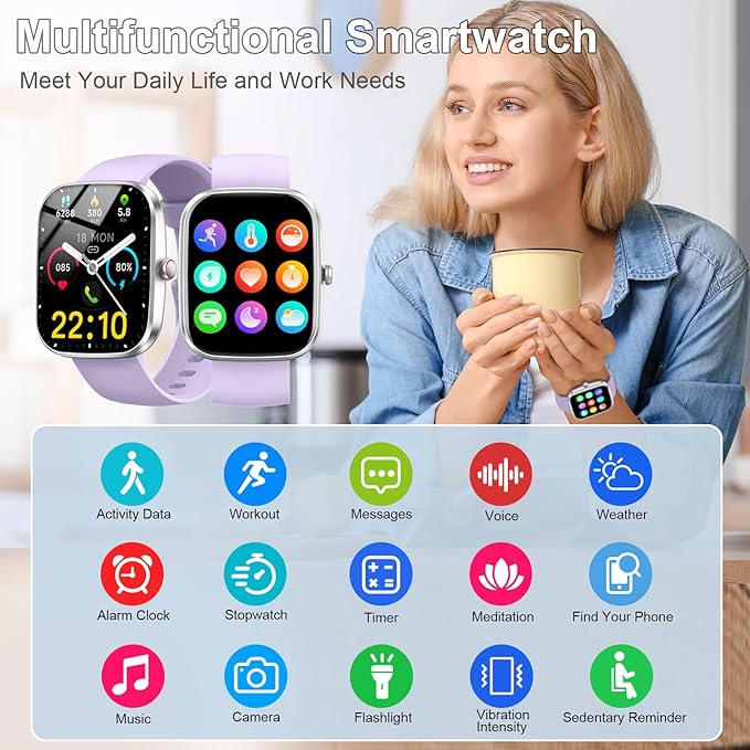 Kuizil Smart Watch, 1.91" Smartwatch for Men Women (Answer/Make Call), Fitness Tracker with 100+ Sport Modes, IP68 Waterproof, Heart Rate/Sleep Monitor, Pedometer, Activity Tracker for Android iOS