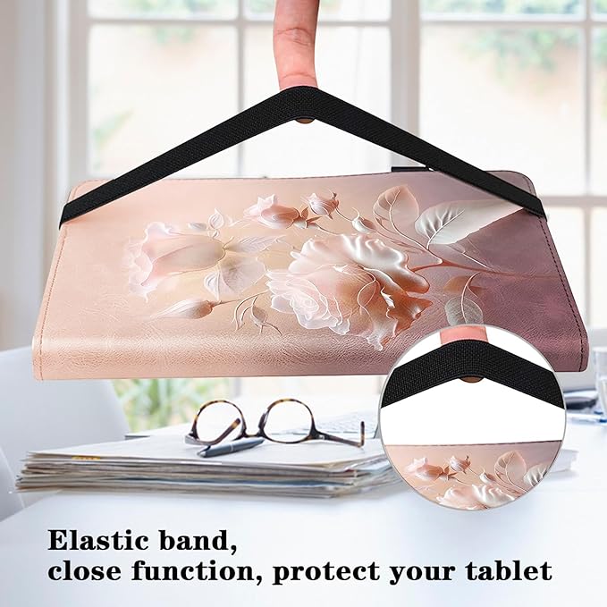 Case for Lenovo Tab M11 (TB330FU/TB330XU) 11 inch 2024,PU Leather Stand Flip Cover with Card Solts Elastic Band for Lenovo Tab M11 Tablet - Ceramic Roses