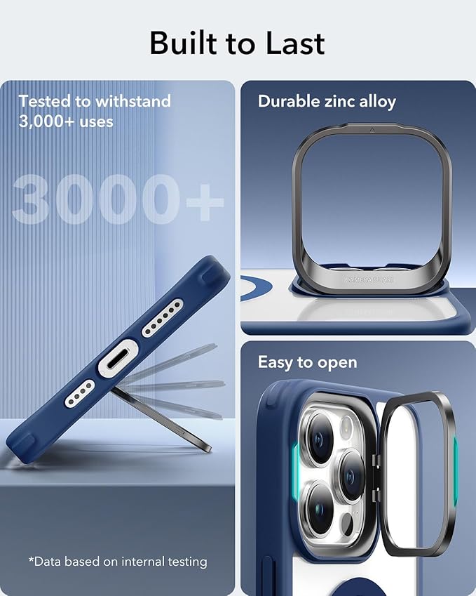 ESR for iPhone 14 Pro Max Case, Compatible with MagSafe, Built-in Camera Ring Stand, Military-Grade Protection, Magnetic Phone Case for iPhone 14 Pro Max, Classic Kickstand Case (HaloLock), Clear Blue