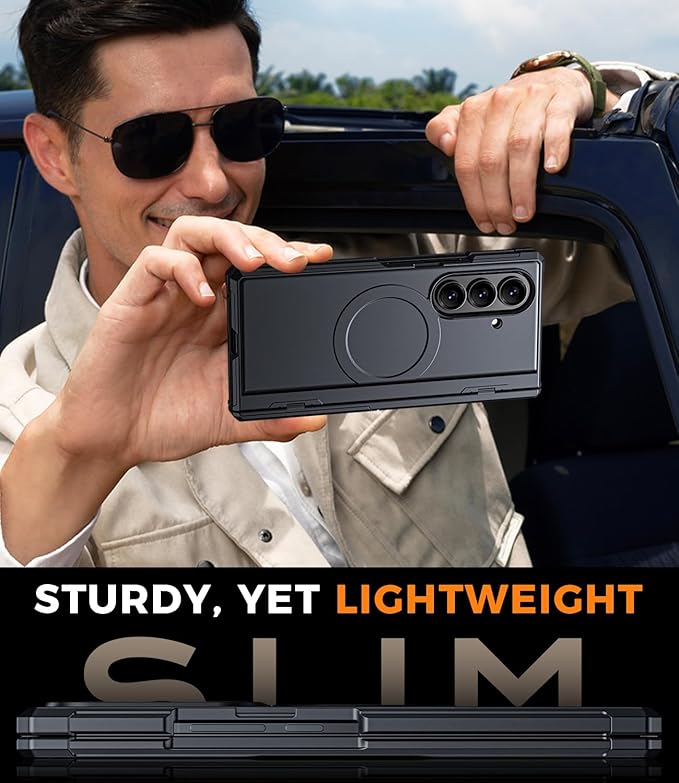 for Samsung Galaxy Z-Fold-7 Case: Magnetic Shockproof Rugged [Dual-Stand] [Hinge Protection] [Fit for Magsafe] [Anti Spy] Soft Matte Armor Protective Cover for ZFold 7 5G 2025 (Black)