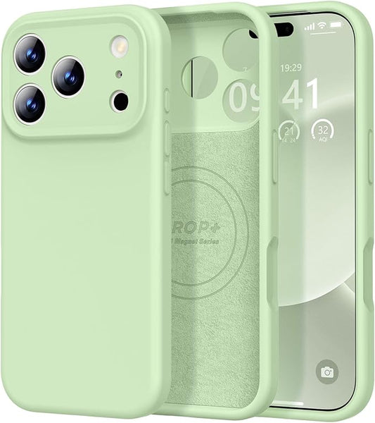 Vooii Magnetic Compatible with iPhone 17 Pro Case (Compatible with Magsafe) (Upgraded Camera Protection) Liquid Silicone Shockproof Full Body Protective Phone Cover for Women Men, Matcha, 6.3”
