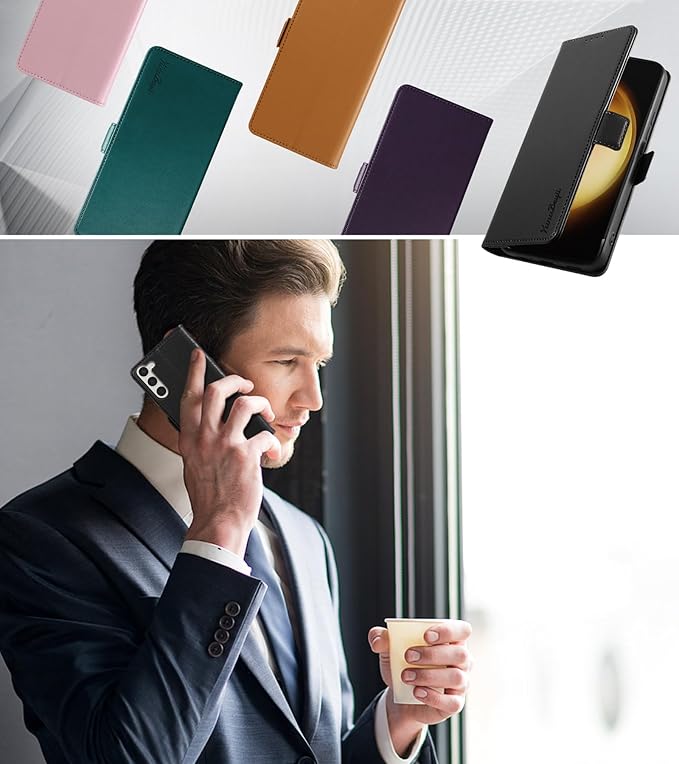 Wallet Flip Case for Samsung Galaxy S23 5G - [RFID Blocking] Luxury PU Leather Card Holder Magnetic Phone Cover with Kickstand,Shockproof Protective Case,Black