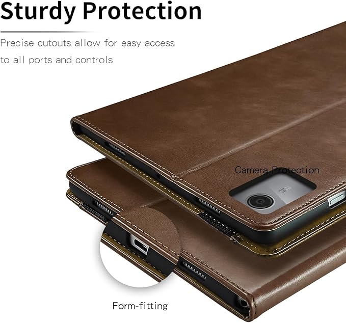 Case for Lenovo Tab M11 / Tab K11 LTE 11 Inch (TB330FU) 2024 Bussiness Premium PU Leather Protective Case Lightweight Flip Stand with Elastic Band & Card Holder for Lenovo Tab M11-Brown