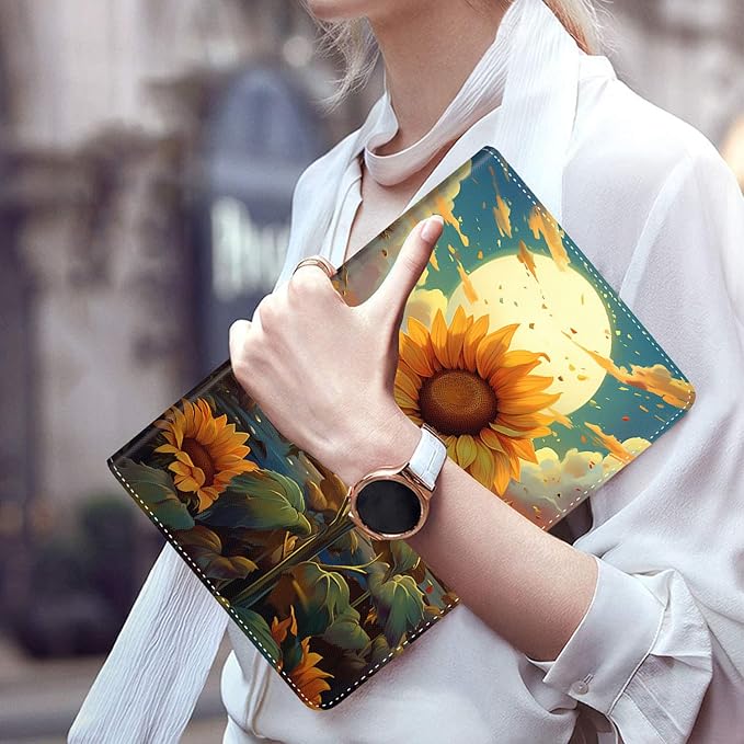 Case for Galaxy Tab A9 Plus ， Auto Sleep/Wake Multi-Angle Viewing Slim Folio Stand Cover for Samsung Galaxy Tab A9+/A9 Plus 11 Inch 2023 (SM-X210/X216/X218), Sunflower Painting Petals
