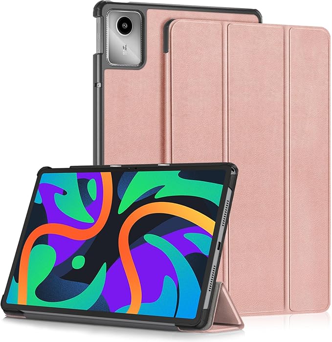 Case Compatible with Lenovo Tab M11 2023 TB-330FU / Lenovo Xiaoxin Pad 2024 TB-331FC 11 Inch Tablet,Slim Lightweight Trifold PC Cover with Auto Wake/Sleep Function,Rose Gold
