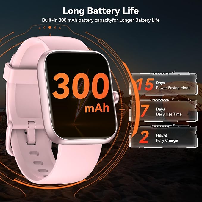 Smart Watch with Alexa Built-in, 1.83" HD Touchscreen Fitness Tracker, Bluetooth Notifications/Calls, IP68 Waterproof, 120+ Sport Modes, 24/7 Heart Rate & Sleep Monitor for iPhone Android iOS (Pink)