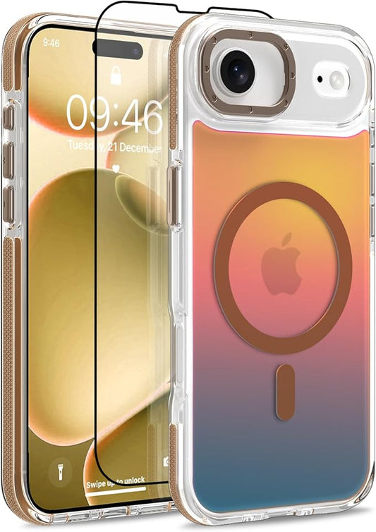 MOWIME Magnetic Case for iPhone Air [Compatible with Magsafe] [Cute Fashion Fluorescent Design] [1 Screen Protector] Slim Translucent Matte Case for iPhone Air 6.5" 2025, Desert