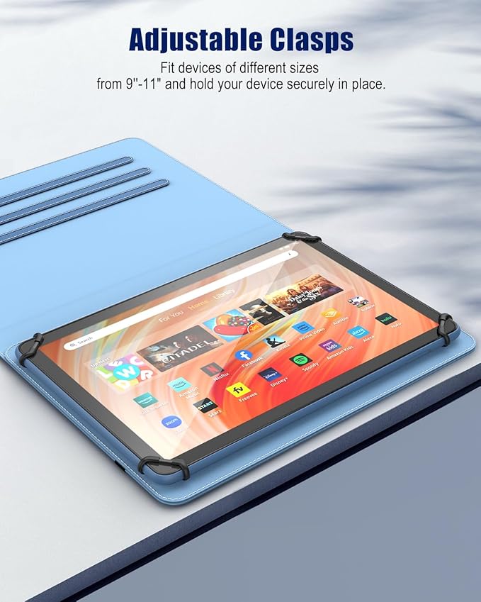 TiMOVO Universal Case for 9-11 Inch Tablet, 360 Degree Rotating Stand Protective Cover with Pen Pocket for 9 10 10.1 Inch Android Touchscreen Tablet, Denim Blue