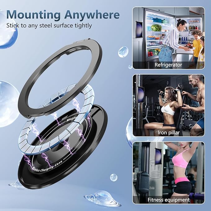 for Samsung Galaxy S23 Ultra Case Compatible with Magnetic Wireless Charging with Screen Protectors, S23 Ultra Case Built-in Kickstand Ring Military Grade Drop Protection Shockproof Black