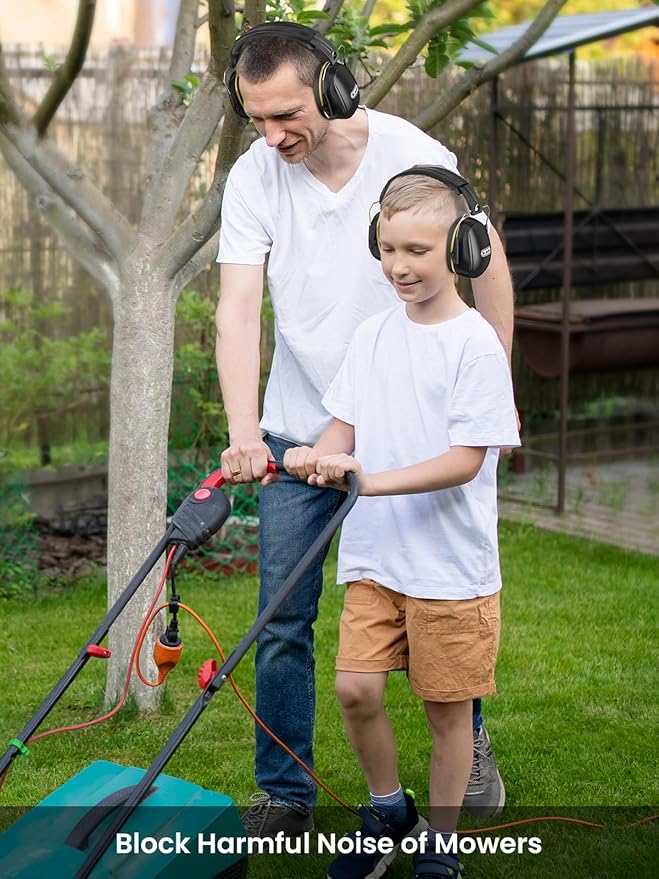 Dr.meter Noise Cancelling Headphones for Adults Kids, 31dB SNR Ear Protection Earmuffs for Gun Range, Kids Autism Sensory Adjustable Noise Reduction Safety Ear Muffs for Lawn Mowing, Woodwork