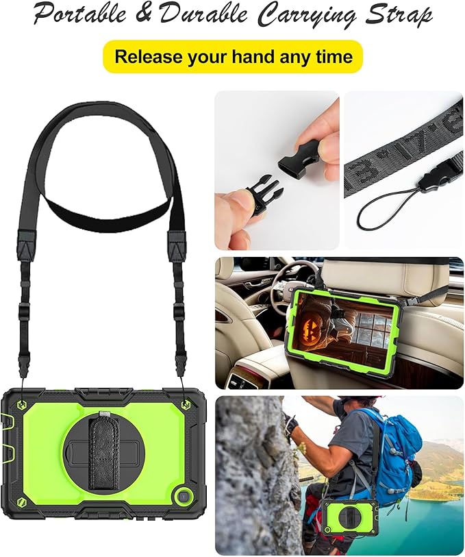 Case for Samsung Galaxy Tab A7 Lite 8.7-inch 2021 (SM-T220/T225), Protective with Screen Protector/Hand Strap/Pen Holder, Sturdy Shockproof for Samsung A7 Lite Tablet Case (Green)