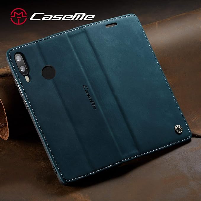 for Huawei P20 Lite Case, Flip Wallet Leather Case with Card Holder Magnetic Closure Shockproof Kickstand Protective Phone Cases Cover for Huawei P20 Lite,Blue-Green