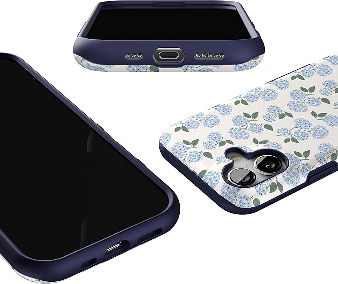 Casely iPhone 17 Case | Nantucket Cottage | Blue Hydrangea | Bold Protective Design | Compatible with MagSafe