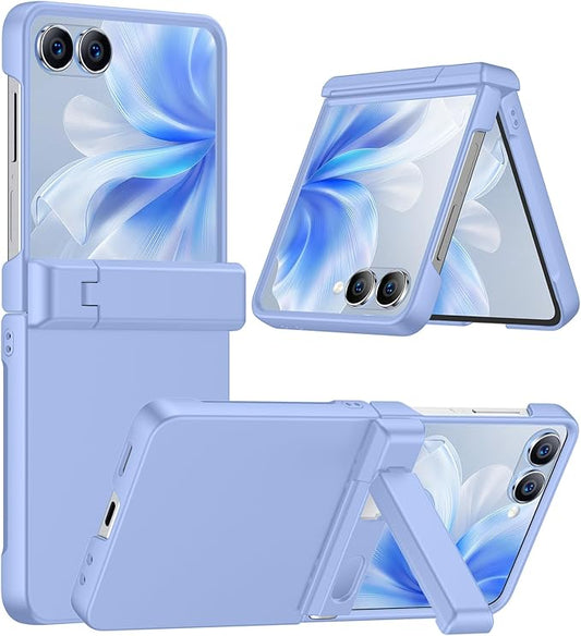Temdan for Samsung Galaxy Z Flip 7 Case with [Built-in Front Screen Protector] [Kickstand][Hinge Protection][Hard PC] Ultra-Thin Shockproof Protective Phone Case for Galaxy Z Flip 7-LightBlue