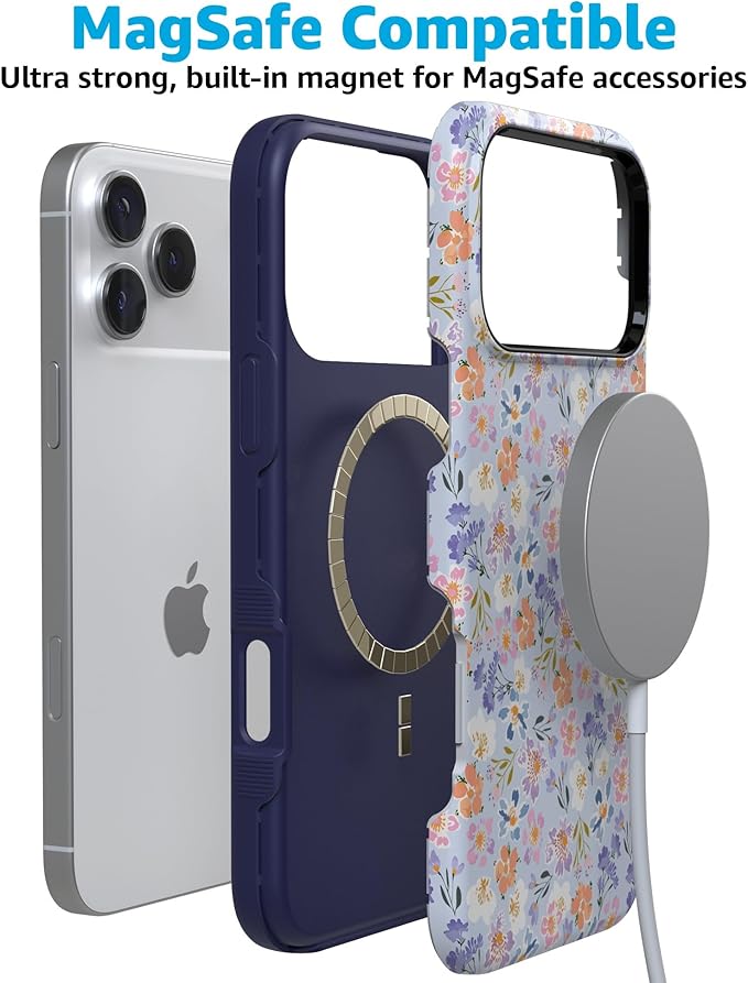 Casely iPhone 17 Pro Case | Poppy Meadows | Pastel Floral | Compatible with MagSafe | Bold Protective Design