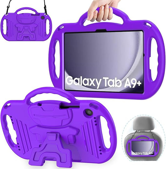 AVAWO Kids Case for Samsung Galaxy Tab A9+/A9 Plus 11 Inch 2023 Case, with Strap, Shockproof Lightweight Handle Stand 2023 Model (SM-X210/X216/X218), Purple