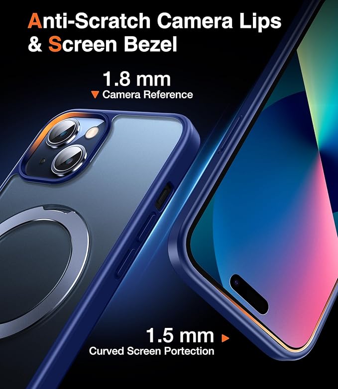 3-in-1 [Magnetic+Kickstand+Ring Holder] for iPhone 13 Case, iPhone 14 Case Compatible with MagSafe, Phone Case iPhone 13/14 with Stand Military Shockproof Protective Magnetic Cover Blue