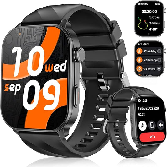 Smart Watch for Men Women Built-in GPS Fitness Tracker, 2.01" HD Touchscreen(Answer/Make Calls), 110+ Sport Modes with Heart Rate/SpO2/Sleep Monitor/, Compass, 1 ATM Waterproof, for Android iOS, Black