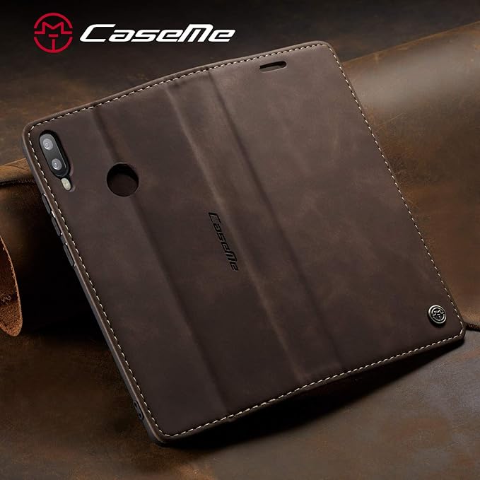 for Huawei P20 Lite Case, Flip Wallet Leather Case with Card Holder Magnetic Closure Shockproof Kickstand Protective Phone Cases Cover for Huawei P20 Lite,Coffee