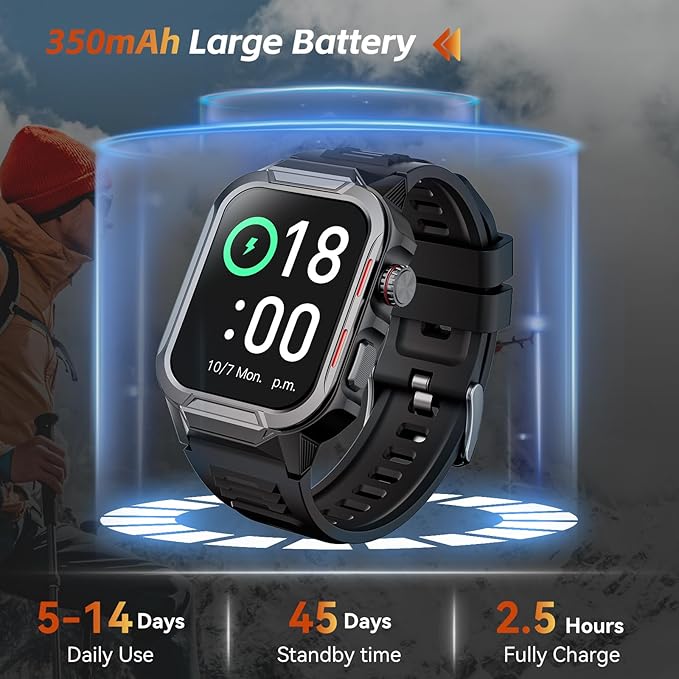 Smart Watches for Men (Answer/Make Calls), 1.96" Fitness Smart Watch with Heart Rate/Blood Oxygen/Sleep Monitor/100+ Sport Modes, 3ATM Waterproof Smartwatch Mens Watches for Android and iPhone