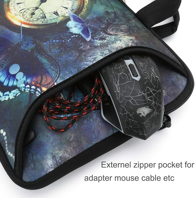 RICHEN 10 inch Messenger Bag Carrying Case Sleeve with Handle Accessory Pocket Fits 7 to 10-Inch Laptops/Notebook/Kids tablet (7-10.2 inch, Clock & Butterfly)