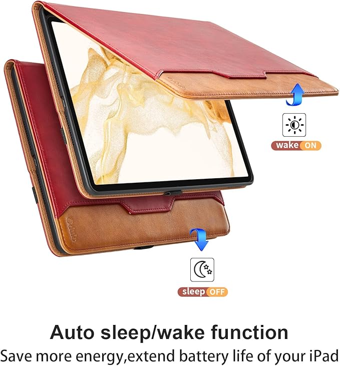 Case for Samsung Galaxy Tab S8 Plus 2022 /S7 FE 2021 /S7 Plus 2020 12.4 Inch - PU Leather Folio Case with S Pen Holder and Pocket, Auto Wake/Sleep Smart Tablet Cover, Red
