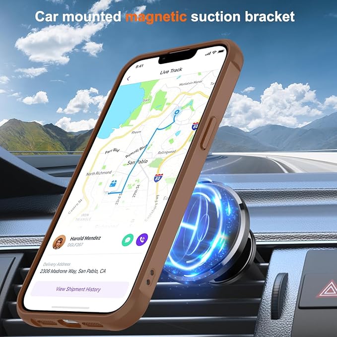 Magnetic Compatible with iPhone 16E Case with Stand [Military Grade Drop Tested][Compatible with Magnet] Ring Translucent Slim Hard Back Soft Edge, Desert Gold