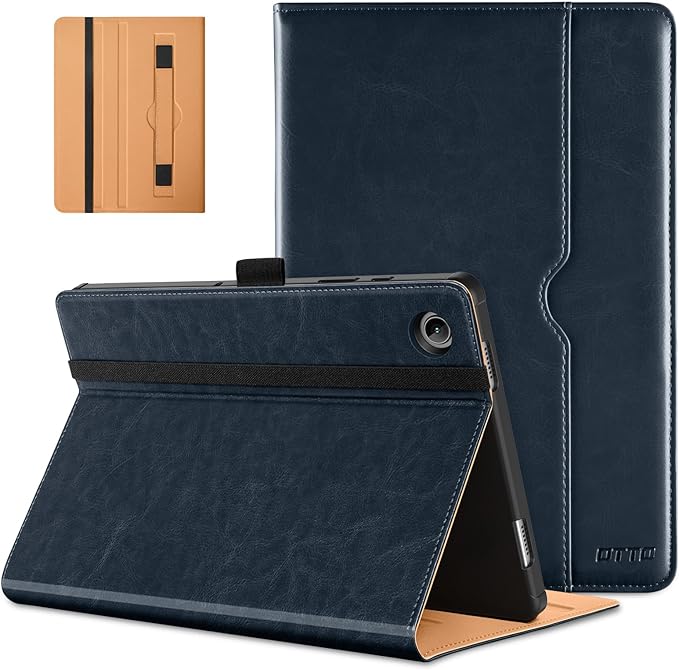 DTTO for Samsung Galaxy Tab A9 Plus 11 inch Case 2023, Premium Leather Business Folio Stand Cover with Hand Strap for Galaxy Tab A9+ 11'' 2023 Model (SM-X210/X216/X218) - Auto Wake/Sleep, Blue