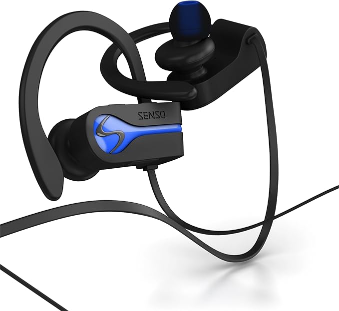 Bluetooth Wireless Headphones, Best Sports Earphones w/Mic IPX7 Waterproof HD Stereo Sweatproof Earbuds for Gym Running Workout 8 Hour Battery Noise Cancelling Headsets Cordless Heapdhone - Blue