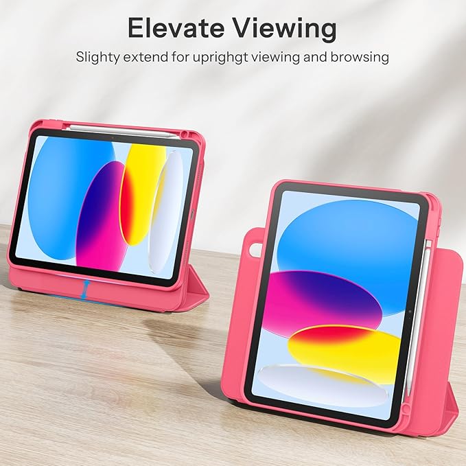 SPARIN Case for iPad A16 11th/10th Generation 2025/2022 (11"/10.9") with Pencil Holder, Magnetic Detachable Hybrid Stand, Portrait/Landscape Angle, Auto Wake/Sleep-Watermelon Pink