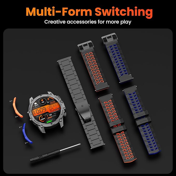 Hwagol Smart Watch Gifts for Dad(Calls/Answer),1.52'' Military Smart Watches for Men for Android iPhone,100+ Sport Modes/Heart Rate/Sleep Monitor Fitness Tracker,Two Accessories and Three Bands Kits