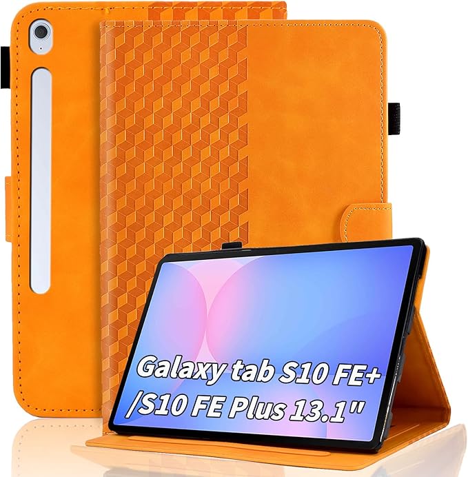 Case for Samsung Galaxy Tab S10 Fe Plus 2025 13.1" Multi-Angle Viewing Protective,Magnetic PU Leather Folio Adjustable Stand Shell Foldable Card Holder,Galaxy Tab S10 Fe+, Orange