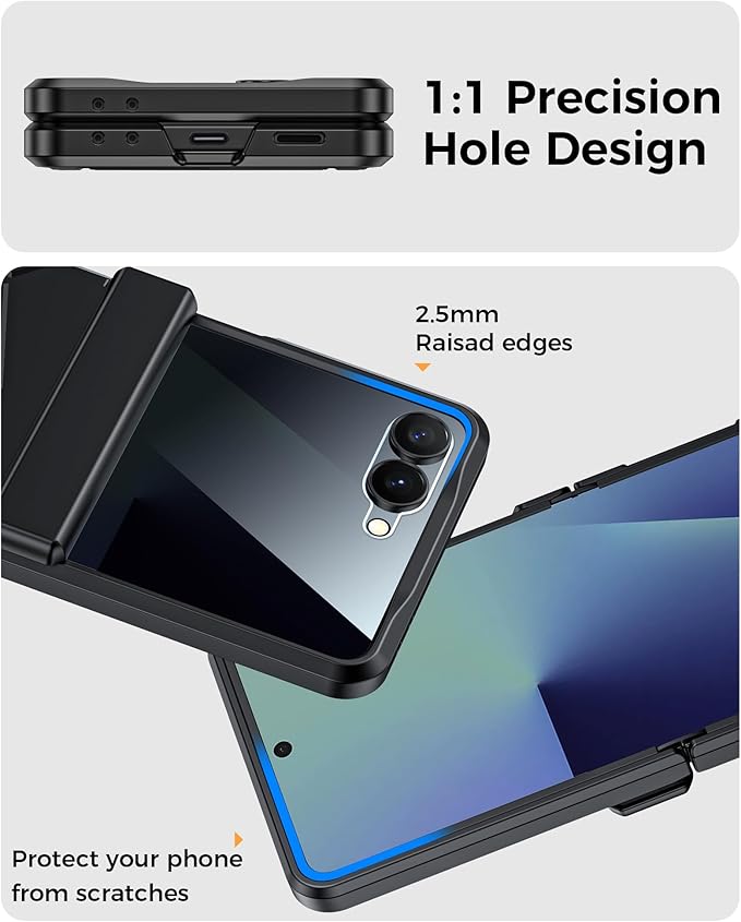 for Samsung Galaxy Z Flip 7 Case,Built-in Privacy Screen Protector&Hinge Protection Shockproof All-Inclusive Smartphone Cover for Samsung Galaxy Z Flip 7(Black)