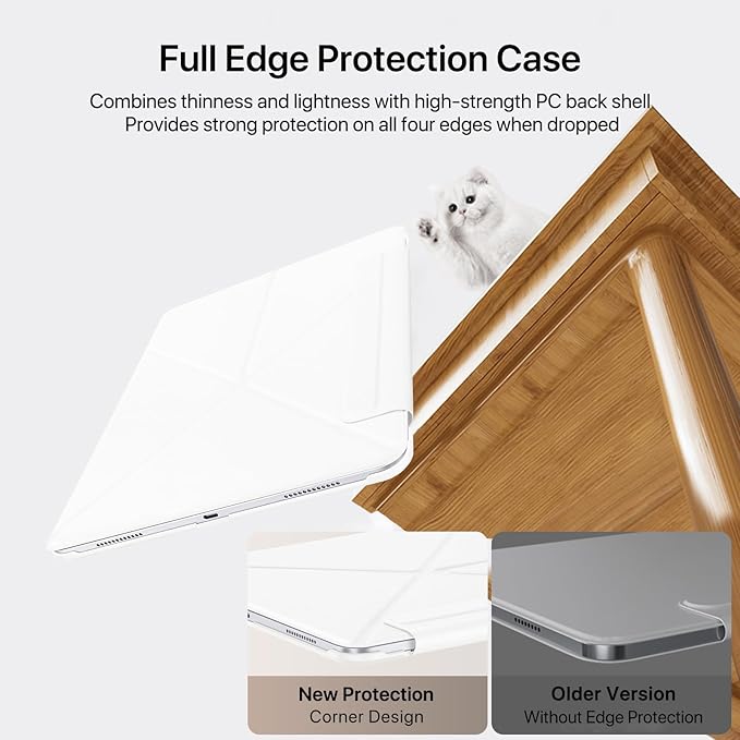 for iPad Pro 11 Inch Case M4 2024, Slim Powerful Magnetic Attachment Full Corner Protective iPad Case with Auto Wake/Sleep and Hidden Pencil Holder (Ivory White, iPad pro 11 inch)