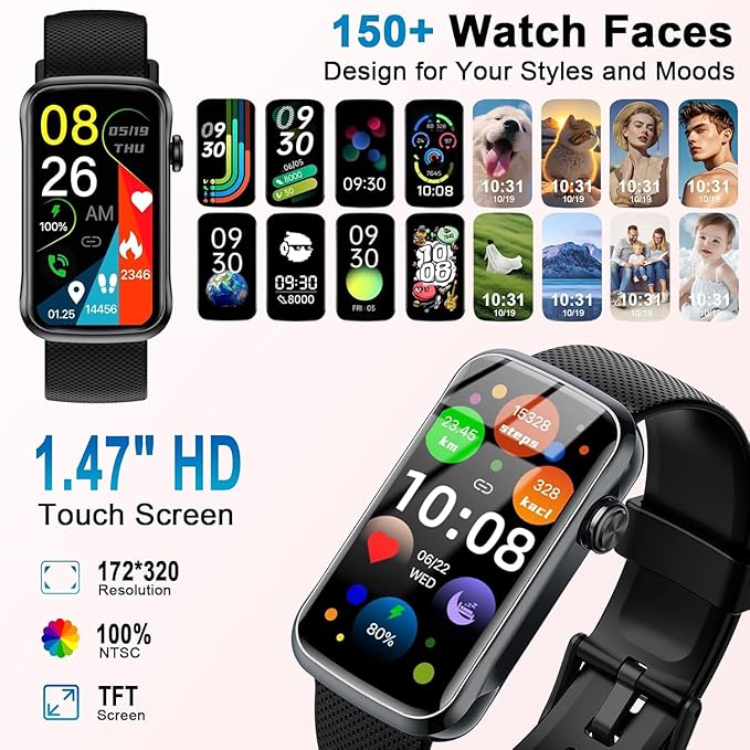 Smart Watch, Smartwatch for Men Women with 24 Sport Modes, IP68 Waterproof Fitness Tracker with 24/7 Heart Rate/Sleep/SpO2 Monitor, Step Tracker, Pedometer, Activity Tracker for Android iOS