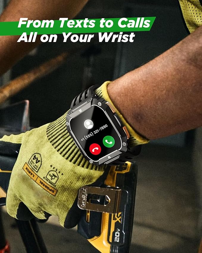 Smart Watches for Men Fitness Watch: 100 Days Battery Life/Call/Answer 1.95'' Mens Military Smart Watch for Android & iPhone, Fitness Tracker with Flashlight/Heart Rate Sleep Monitor/100+ Sport Modes