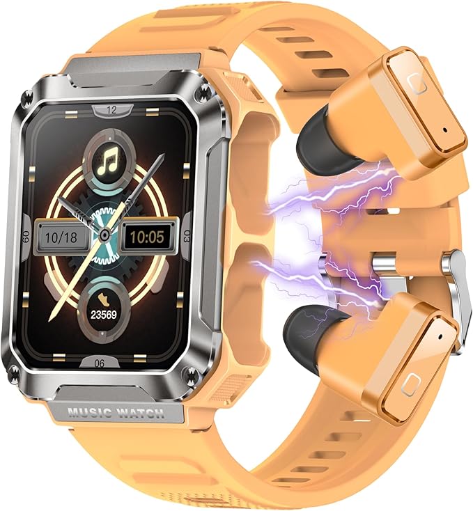 Smart Watch (Answer/Make Calls) for Women Men, Smartwatch with Headphones,110+ Sports Activity Trackers,1.96" HD Fitness Watch with Heart Rate Monitor Sleep Monitor, for iOS Android (Orange)