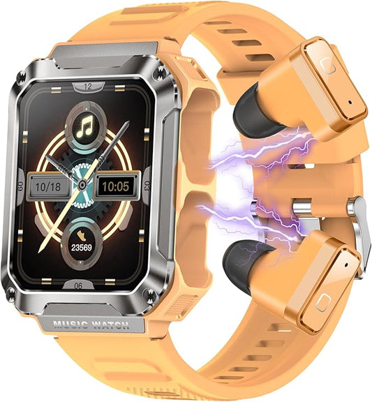 Smart Watch (Answer/Make Calls) for Women Men, Smartwatch with Headphones,110+ Sports Activity Trackers,1.96" HD Fitness Watch with Heart Rate Monitor Sleep Monitor, for iOS Android (Orange)