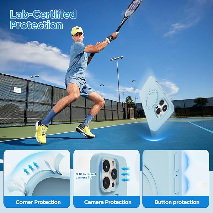 Magnetic Stand for iPhone16 Pro Max Case with Kickstand 【Lab-Certified Protection】【Not Yellowing】【Anti-Fingerprint】 Durable, Enhanced Grip, Slim，Blue，iPhone 16 Pro Max 6.9"