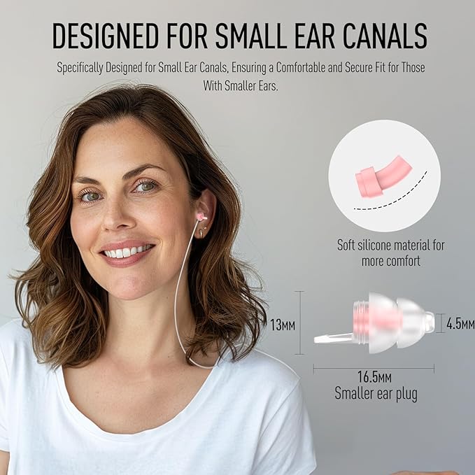 Hearprotek Sleeping Ear Plugs,2 Pairs Ear Plugs (32db & 30db) Ultra Soft Noise Reduction and Hearing Protection earplugs for Side Sleepers, snoring, Travel, Working, Safety (Pink)