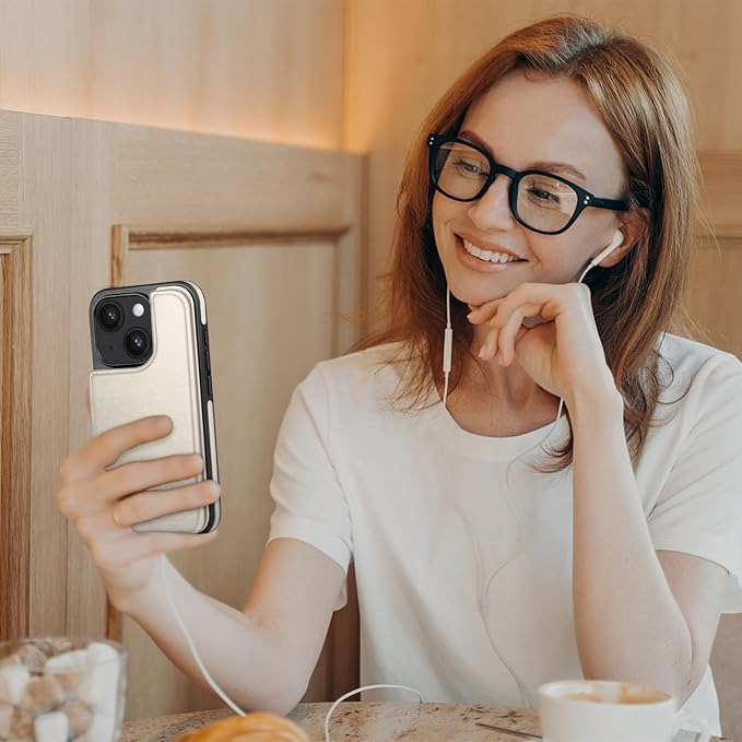 DJDUCK Designed for iPhone 14 Case Wallet with Card Holder, [Magnetic Clasp Cover] [RFID Blocking Leather Protection] Shockproof Women Men Cases 6.1 Inch for Apple 14 White