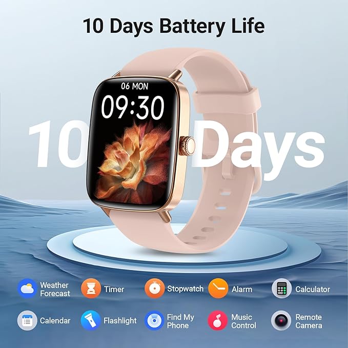 Fitpolo Smart Watch for Women, Stainless Steel Bezel Fitness Tracker (Make/Answer Calls), IP68 Waterproof, Heart Rate SpO2 Monitor, Sleep & Activity Tracking Smartwatch for Android Phones iPhone