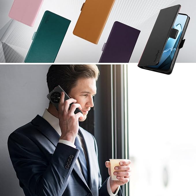 Wallet Flip Case for OnePlus 13 5G - [RFID Blocking] Luxury PU Leather Card Holder Magnetic Phone Cover with Kickstand,Shockproof Protective Case,Black