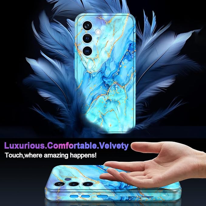 Casetego for Galaxy S24 Case,Compatible with MagSafe,[Military Grade Drop Test] Full Body Protection Slim Shockproof Rugged Marble Women Case for Samsung Galaxy S24 6.2 inch,Light Blue