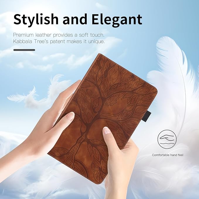 Portfolio Cover for Galaxy Tab A 10.1 Inch, Unique Tree Design with Hidden Card Slots, Slim and Lightweight, Precise Cutouts Tablet Case Compatible with Samsung Galaxy Tab A 2019 SM-T510 T515 Brown
