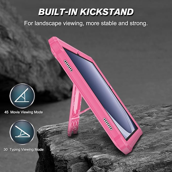 Fintie Shockproof Case for Samsung Galaxy Tab A9 Plus/A9+ 5G 11 Inch 2023 Model (SM-X210/X216/X218), Tuatara Rugged Unibody Hybrid Bumper Kickstand Cover Built-in Screen Protector, Magenta