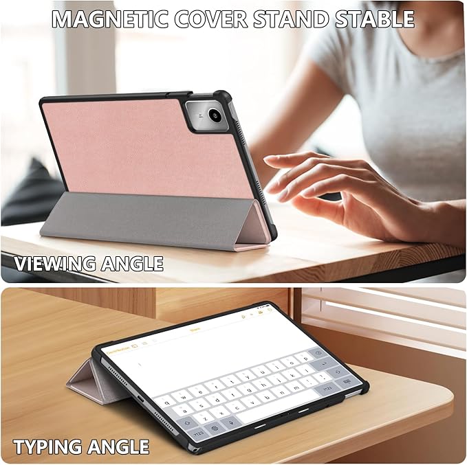 Case Compatible with Lenovo Tab M11 2023 TB-330FU / Lenovo Xiaoxin Pad 2024 TB-331FC 11 Inch Tablet,Slim Lightweight Trifold PC Cover with Auto Wake/Sleep Function,Rose Gold