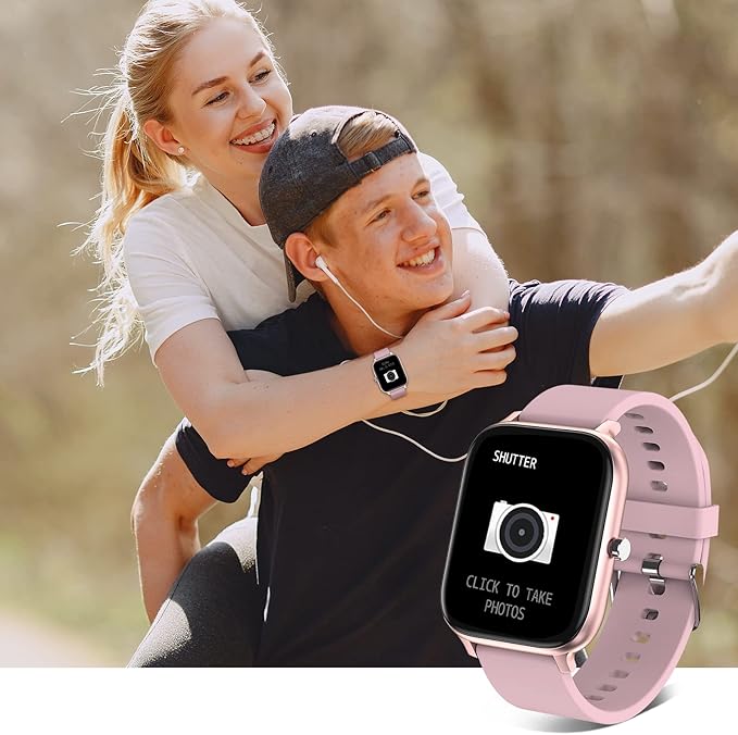 Smart Watch for Men Women Compatible with iPhone Samsung Android Phone 1.69 inch Full Touch Screen IP68 Waterproof Bluetooh Fitness Tracker Heart Rate/Sleep Monitor (Pink)