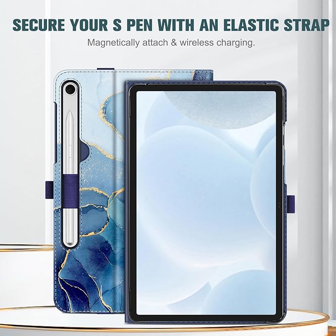 Fintie Case for Samsung Galaxy Tab S10 Lite/ S10 FE/ S9 FE 5G 10.9 Inch/Tab S9 11 Inch with S Pen Holder, Multi-Angle Viewing Protective Cover with Pocket, Auto Sleep/Wake, Ocean Marble